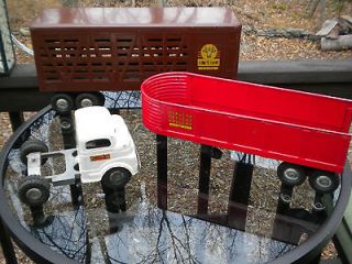   Structo Cab and 2 Trailers Grain and Cattle   Pressed Steel Truck