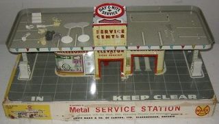 Marx Toys Day & Nite Metal Service Station Car Wash Box Accessories