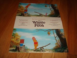 WINNIE THE POOH Oscar ad with bee hive Zooey Deschanel Disney A. A 