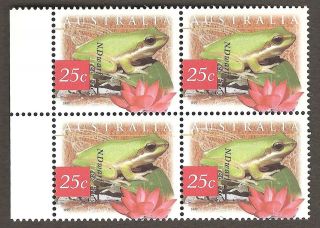 Northern Dwarf Tree Frog Stamp Australia Block of 4 MNH