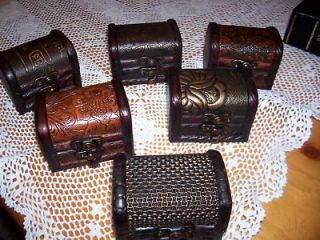SMALL ANTIQUE FINISH TRINKET BOXES W/BRASS LATCHES