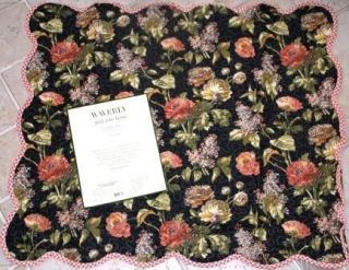   Fabric CLIFFSIDE COTTAGE Black Floral Standard Pillow Sham _ NIP