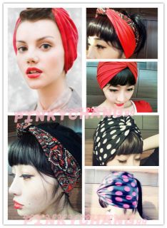 Womens Vintage Gathered Knot Pleated Turban Headband Hair Band