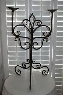   Ornate Art Deco Wrought Iron Floor Standing Candelabra Candle Holder