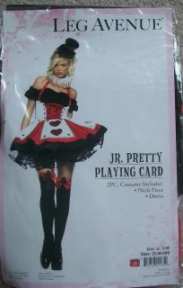 Pretty Playing Card Costume Teen Junior S/M M/L Queen Hearts Casino 