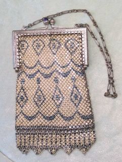   Nouveau Deco Mesh PURSE Handbag, Tan & Turquoise, Mandalian Style Mesh