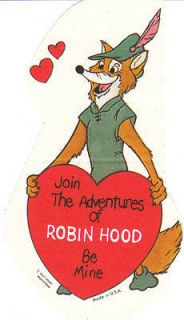Vintage Valentine Card Adventures of Robin Hood Fox Walt Disney Die 