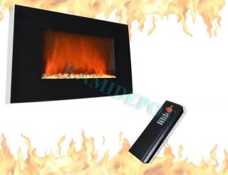   Mounted Modern Electric Fireplace Heater Flat Tempered Glass 510EP