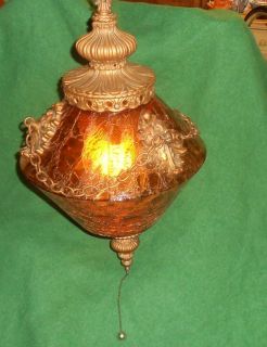 Antique FALKENSTEIN Hanging Amber Swag Light/Lamp 50295