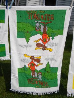   ROCKY & BULLWINKLE MOOSE SQUIRREL 38X24 COTTON BEACH TOWEL MADE IN USA