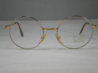   LA 101 Mens Womens Vintage Round 46 mm Gold Silver Eyeglasses Frames