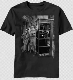  Darth Vader Storm Trooper Phone Booth Vintage Fade T shirt top tee
