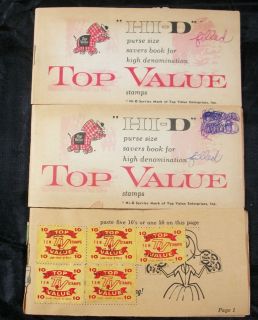 Lot of 3 Small Purse Size Top Value Stamps Saver Book with Stamps