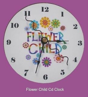 Cd Clock Hippie Flower Child Compact Disc Clock for Desk or Wall