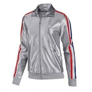 Adidas USA Olympics Womens Track Top TT Jacket Coat Mettalic Silver 