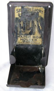 Vintage Search Light Advertising Tin Match Box Holder