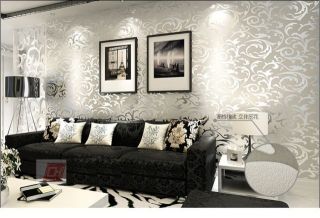 High grade Flocking Wallpaper Shao Cirrhosa leaf Style 4 color with 