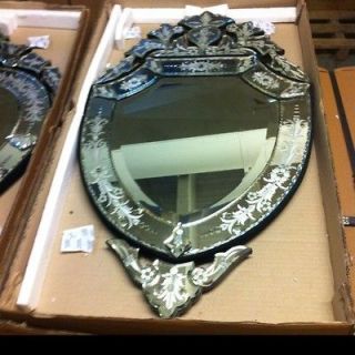Shield Shaped VENETIAN BEVELED ETCHED WALL MIRROR
