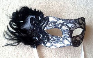 NEW Black & White Sequine & lace venetian party mask