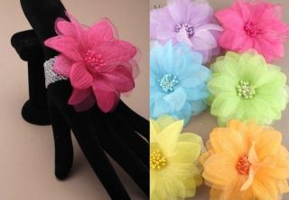 Organza Flower Corsage Seed Bead Bracelet Wristband Wedding Prom Races