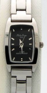 PHILIP PERSIO WOMENS SILVER TONE WATCH BLACK DIAL MIYOTA BY CITIZEN 