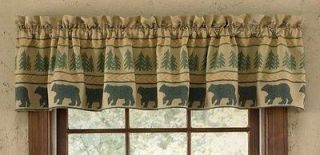 Bear Tracks Lined Cotton Country Cabin Window Valance 60x14 Home Decor