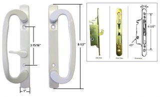    Type Sliding Patio Door Handle Set w/ Mortise Lock, White, Non Keyed