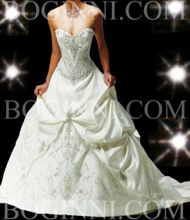   CO. EMBROIDERY PICK UP SKIRT FLOOR LENGTH WHITE WEDDING BALLGOWN DRESS