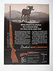 Weatherby Mark V Magnum Rifle bighorn sheep ram art 1970 print Ad 