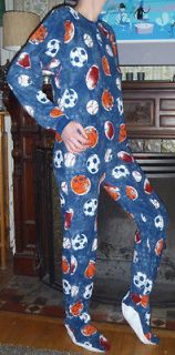 Sports Football Soccer ADULT BLANKET SLEEPER Footed Pajamas FOOTIE PJs 