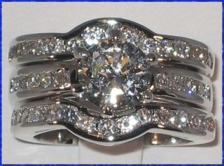   SPARKLING Cubic Zirconia Engagement Bridal Wedding 3 Ring Set   SIZE 5