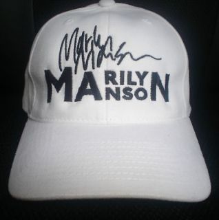 MARILYN MANSON CAP / HAT WITH STITCHED AUTOGRAPH