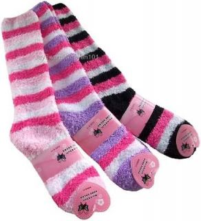  Pairs Womens Girls Winter Long Fuzzy Socks Warm Multi color Stripes