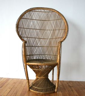 Danish Peacock Chair 60s 70s Wicker Canework Rare Armchair