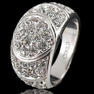 White Gold gp lab diamond Anniversary Wedding Wide Band Pave Ring size 