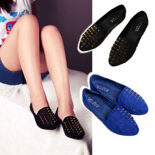 Womens PUNK Sexy Unique Spike Studded Loafers Flats Slip on Shoes 