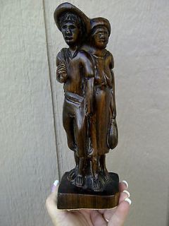 Vintage Jamaican Hand Carved Wood Man & Woman,Couple Figurine,9 1/2 