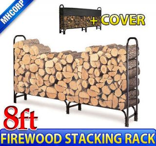 Home 8FT Firewood Log Rack Stacking Rack Wood Holder with Waterproof 