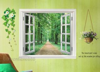 HUGE Green View Window Picture&Flowers Wall Stickers Removable Decals 