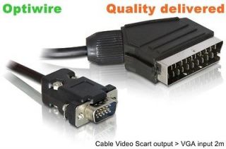 Video Adapter cable SCART output to VGA / SVGA / D sub 15 pin input 2m 