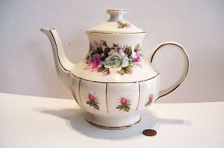   Tea Pot Teapot Arthur Wood 5585 Pink Roses Gold Gilt Trim Vintage