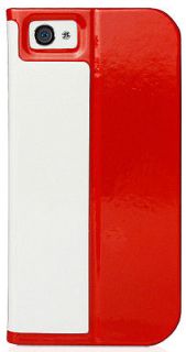 MACALLY RED WHITE SLIM COVER FOLIO STAND BOOK CASE FOR APPLE iPHONE 5