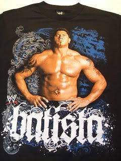 Authentic BATISTA Blue Animal WWE Wrestling T shirt