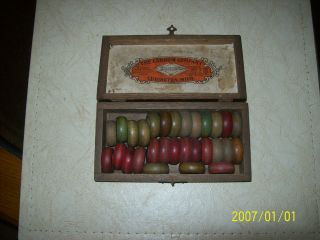 Antique 1898 1902 Wood Game Board Tokens by Carrom Co. Original Wood 