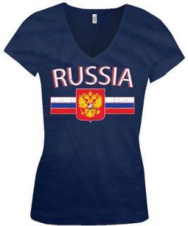   Crest Junior V Neck Tee T Shirt Russian Country Flag World Cup Soccer