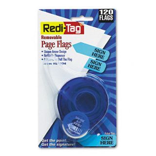 Redi Tag Arrow Message Page Flags in Dispenser, Sign Here, Blue, 120 