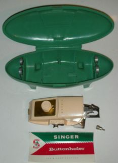SINGER BUTTONHOLER VINTAGE SEWING MACHINE + CASE + MANUAL 1960 NICE 