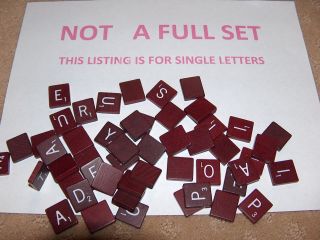   RED INDIVIDUAL SCRABBLE WOOD TILES LETTERS   Burgandy Wooden