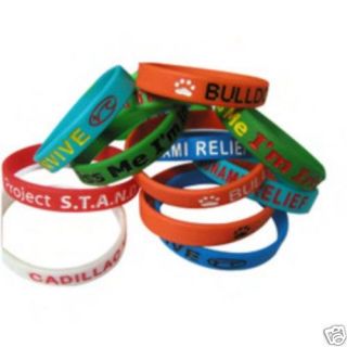 1,000 Custom Debossed Color Filled Silicone Wristbands