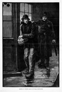   ARRESTS ROBBER ON SUSPICION, ANTIQUE 1887 NEW YORK POLICE, BILLY CLUB